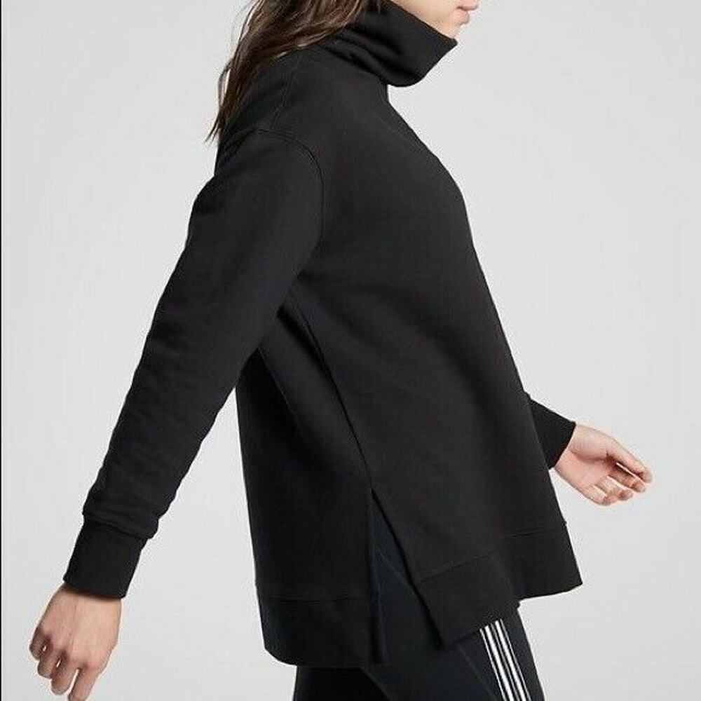 Athleta 24/7 Funnel Neck Pullover Long Sleeve Thick Sweatshirt Black Womens XXS - Picture 12 of 12